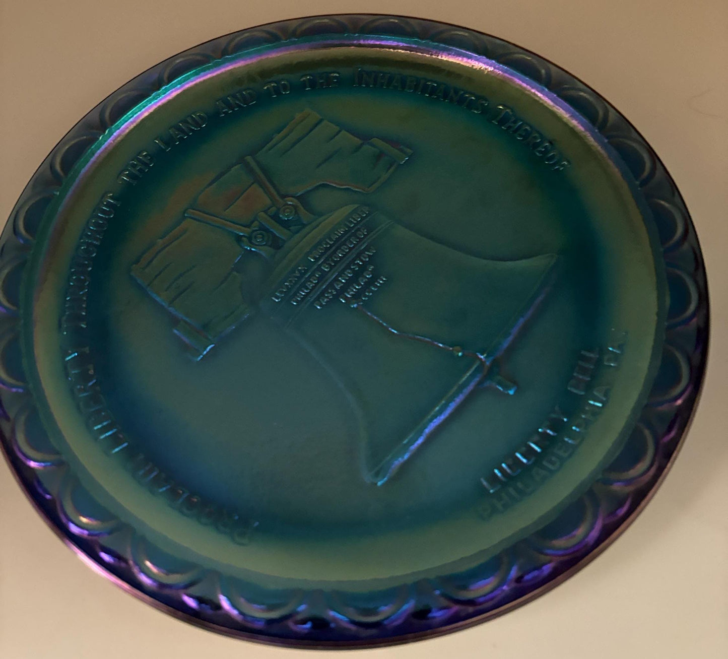 Vintage Fenton Carnival Glass Plate American Bicentennial Iridescent Collectible Platter Lover Antiques and Vintage
