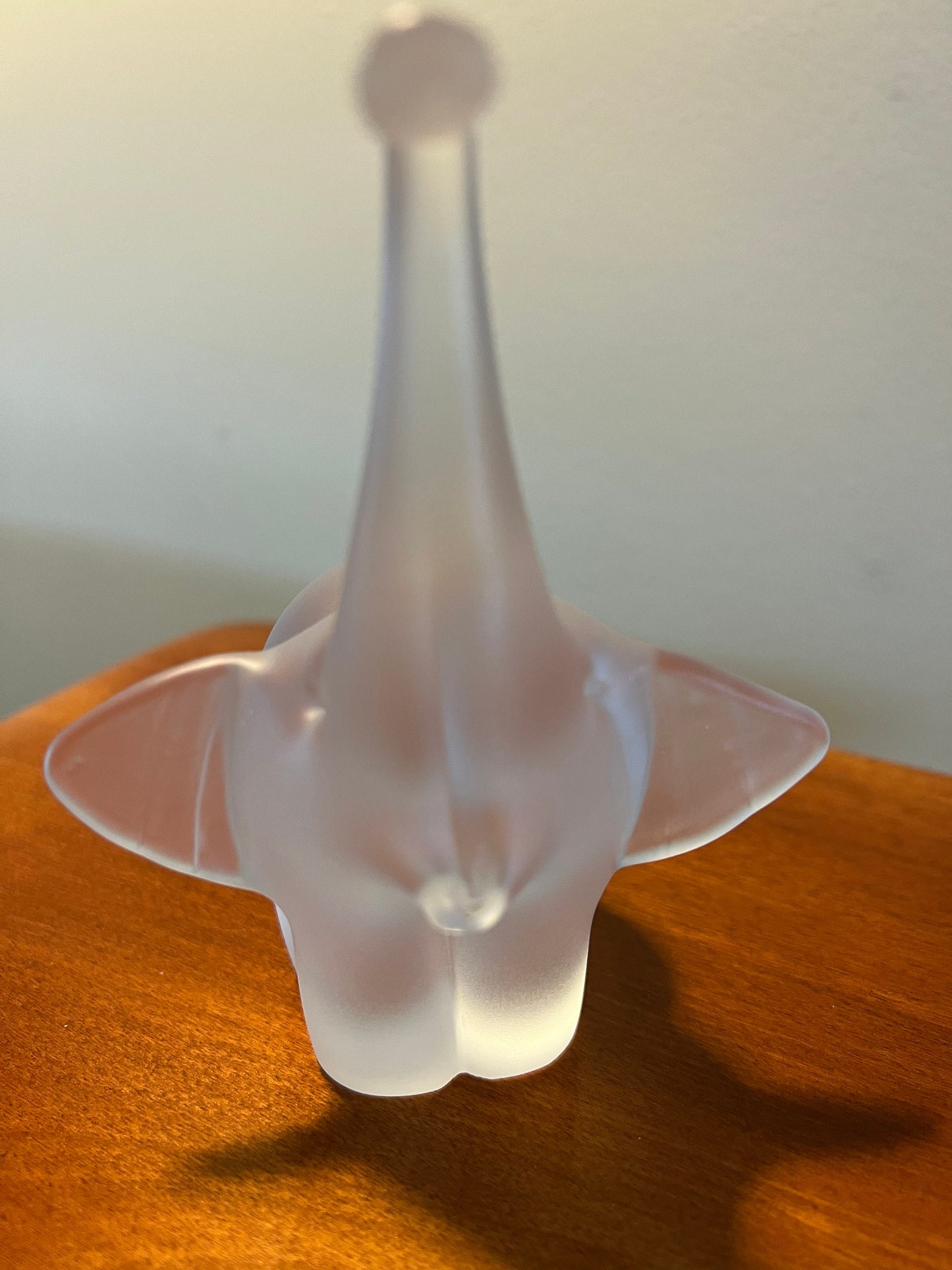 Vintage frosted glass art elephant with trunk up lucky elephants collectibles great gift