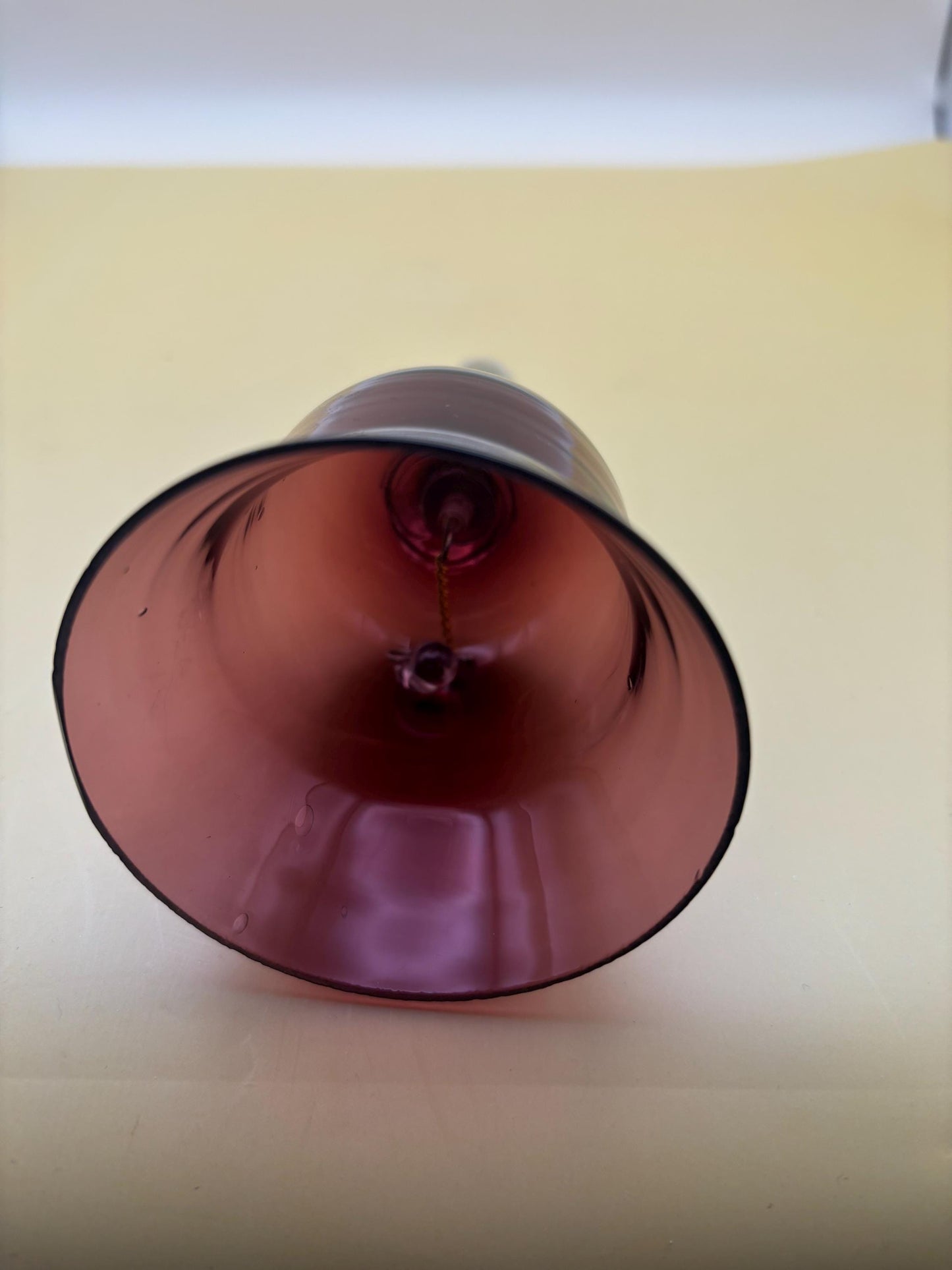 Vintage Amethyst Crystal Glass Bell Cranberry Glass Bell with Crystal Handle Lover Antiques and Vintage