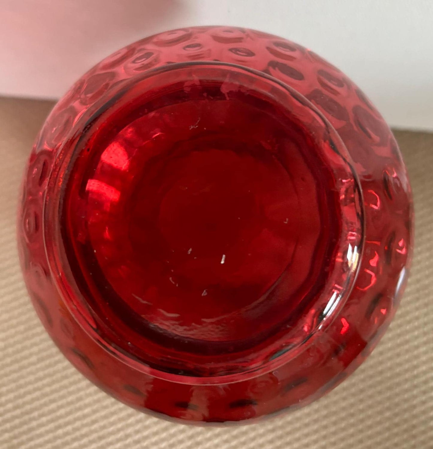 Vintage Fenton Cranberry Glass Vase Pink Ruffled Glass Art Pink Rose Vase Lover Antiques and Vintage