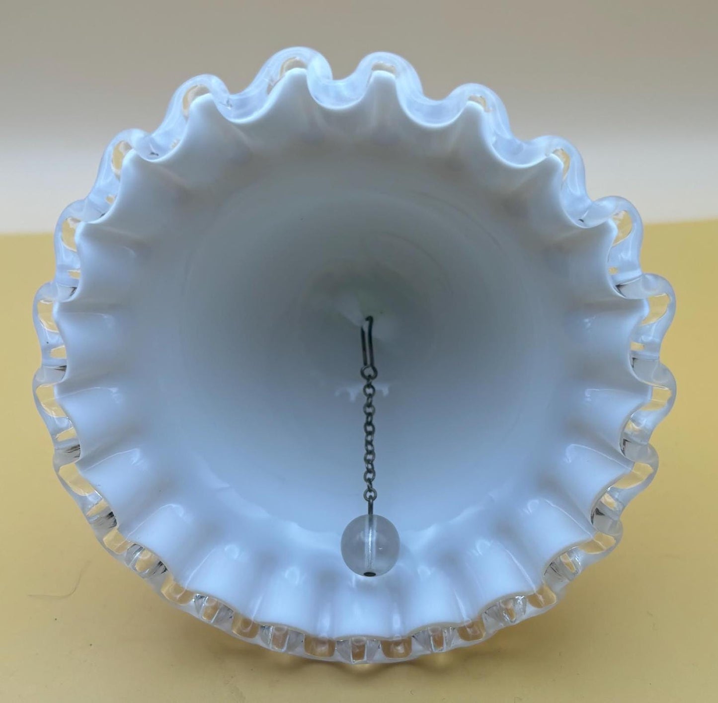 Vintage Fenton Silver Crest Spanish Lace Bell White Milk Glass Bell Gift Lover Antiques and Vintage