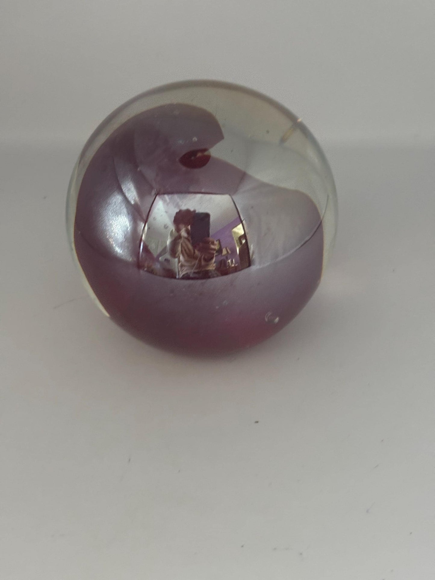 Vintage Barbini Murano Style Bubble Glass Paperweight 1970s Italian Art Glass Purple Blue