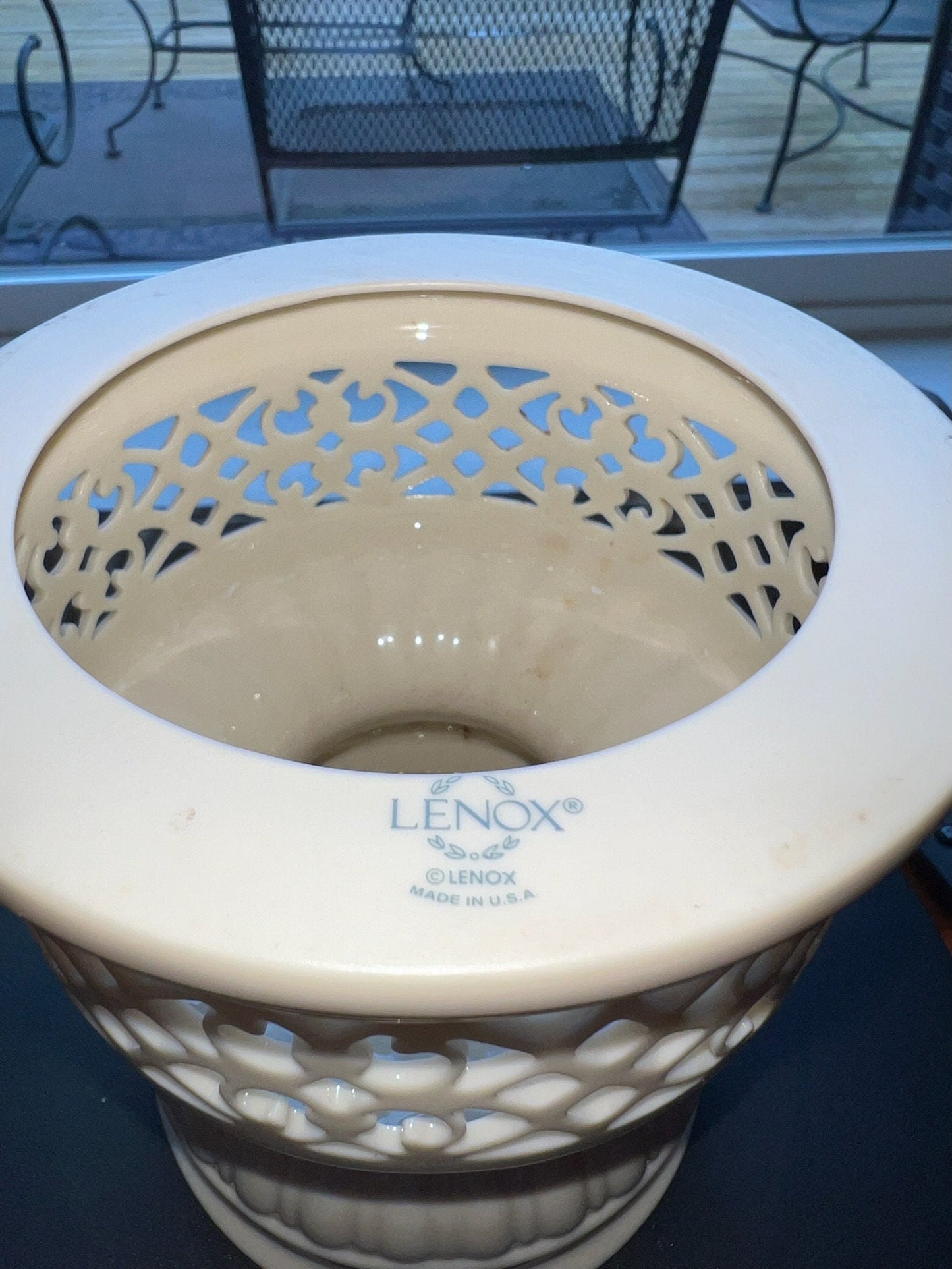 Vintage Lenox Illuminations Collection Pillar Ivory Candleholder Gold Gild Lover Antiques and Vintage