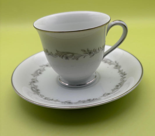 Vintage Noritake Gray & White Tea Cup and Saucer Set Made in Japan Lover Antiques and Vintage