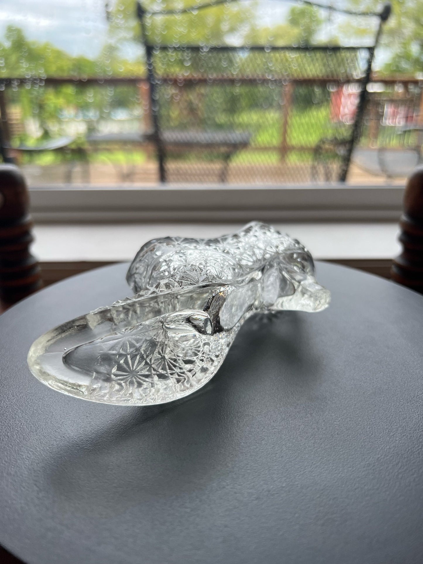 Vintage Fenton Daisy and Button Glass Slipper: Clear Princess Shoe