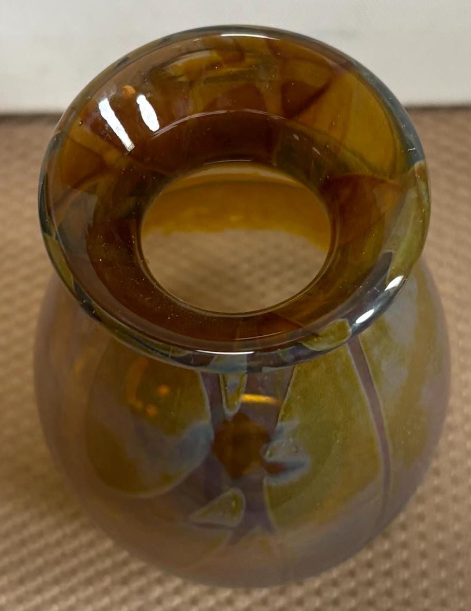 Vintage Hand Blown Vase: Signed D'Donnoa '76, Mountain Visions
