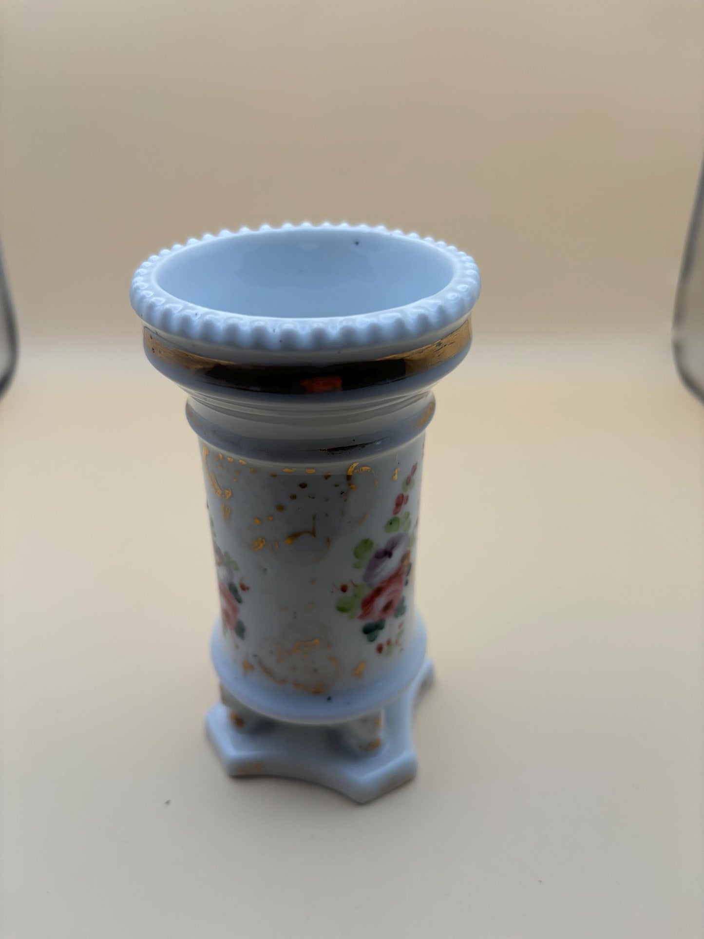 Antique Victorian Porcelain Spill Vase Footed Planter | Hand Painted Lefton China Figurine Collectible Gift
