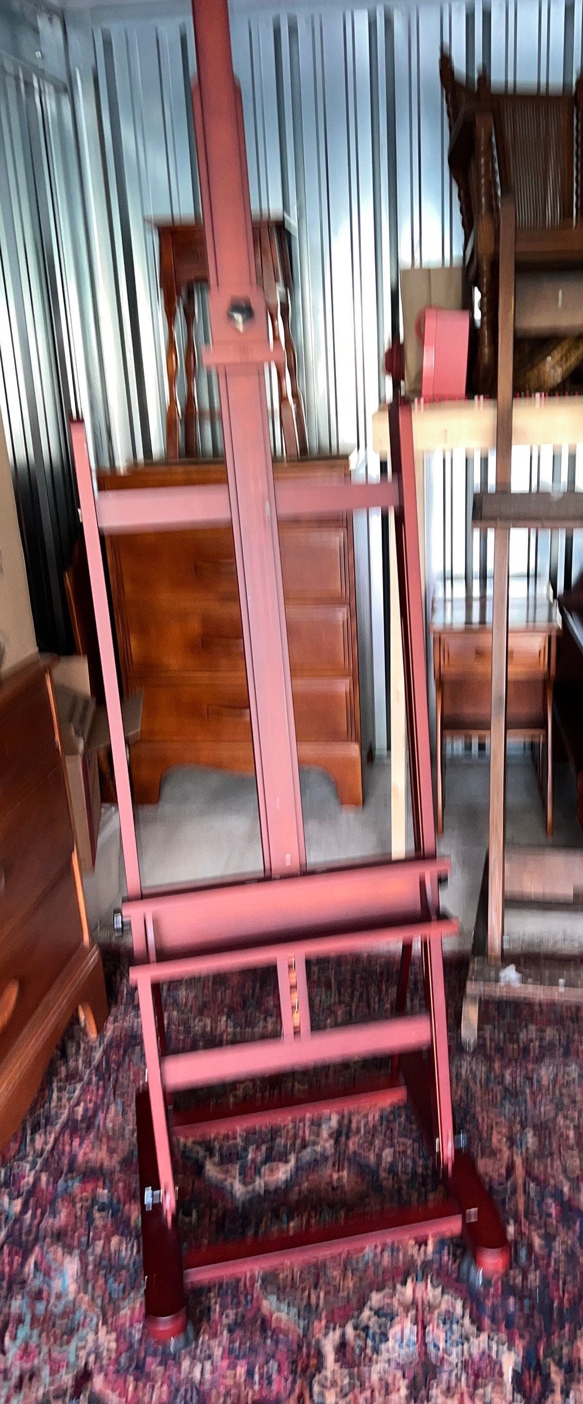 Antique Large Art Easel Artwork Wood Stand TV Art Stand Lover Antiques and Vintage