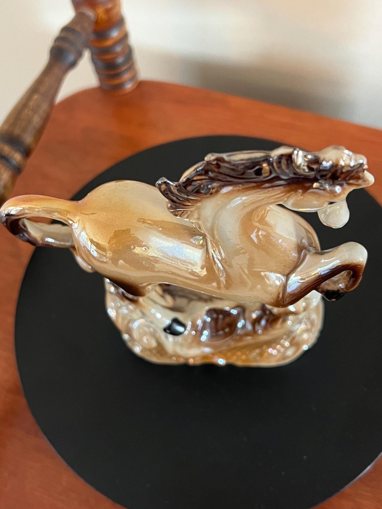 Vintage Prancing Horse Shiny Ceramic Art Made in Brazil Horses Art Lover Antiques and Vintage
