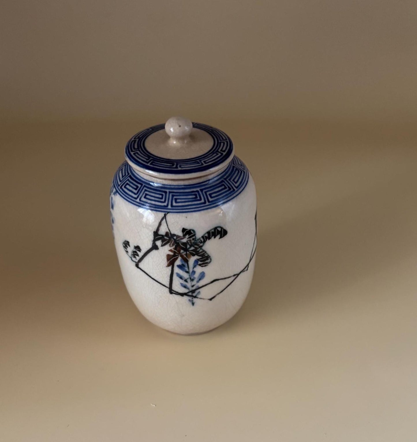 Antique Meiji Japanese Ginger Jar: Cobalt Blue & White Porcelain