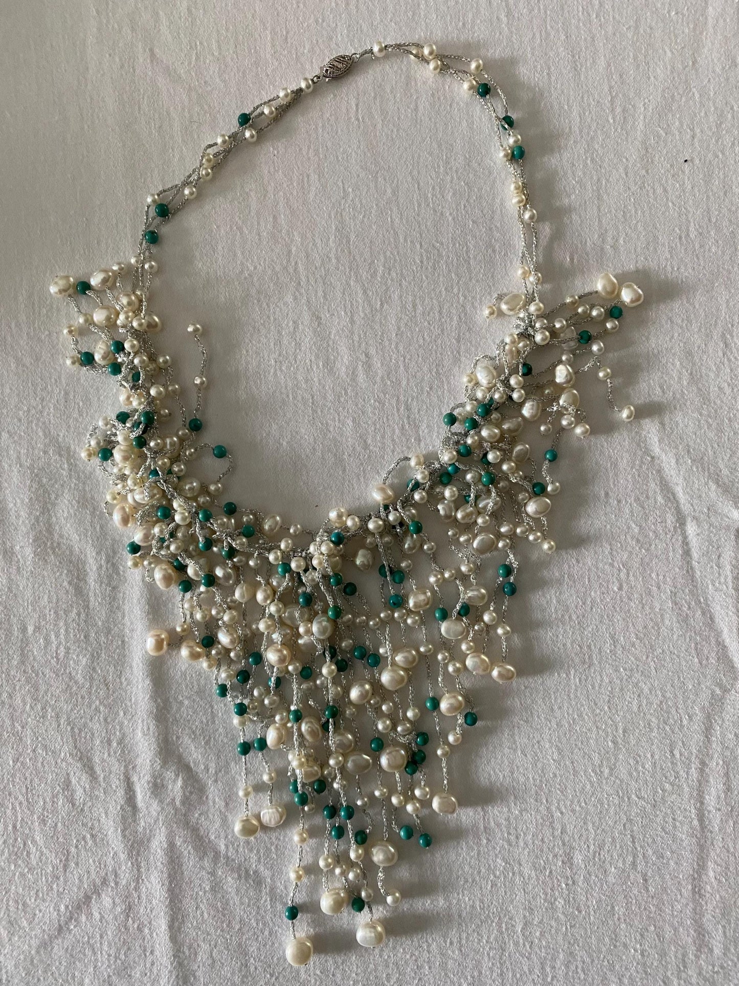 Vintage Multi Strand Freshwater Pearls & Bead Statement Necklace Unique Gift Opportunity Lover Antiques and Vintage