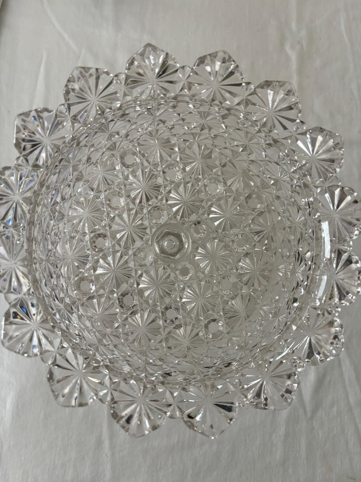 Antique Daisy & Button Glass Compote: Flared Edge Footed Bowl