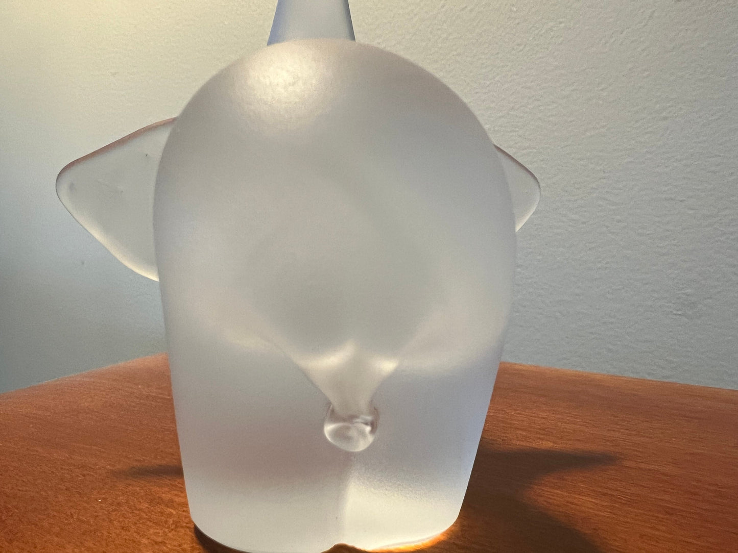 Vintage frosted glass art elephant with trunk up lucky elephants collectibles great gift