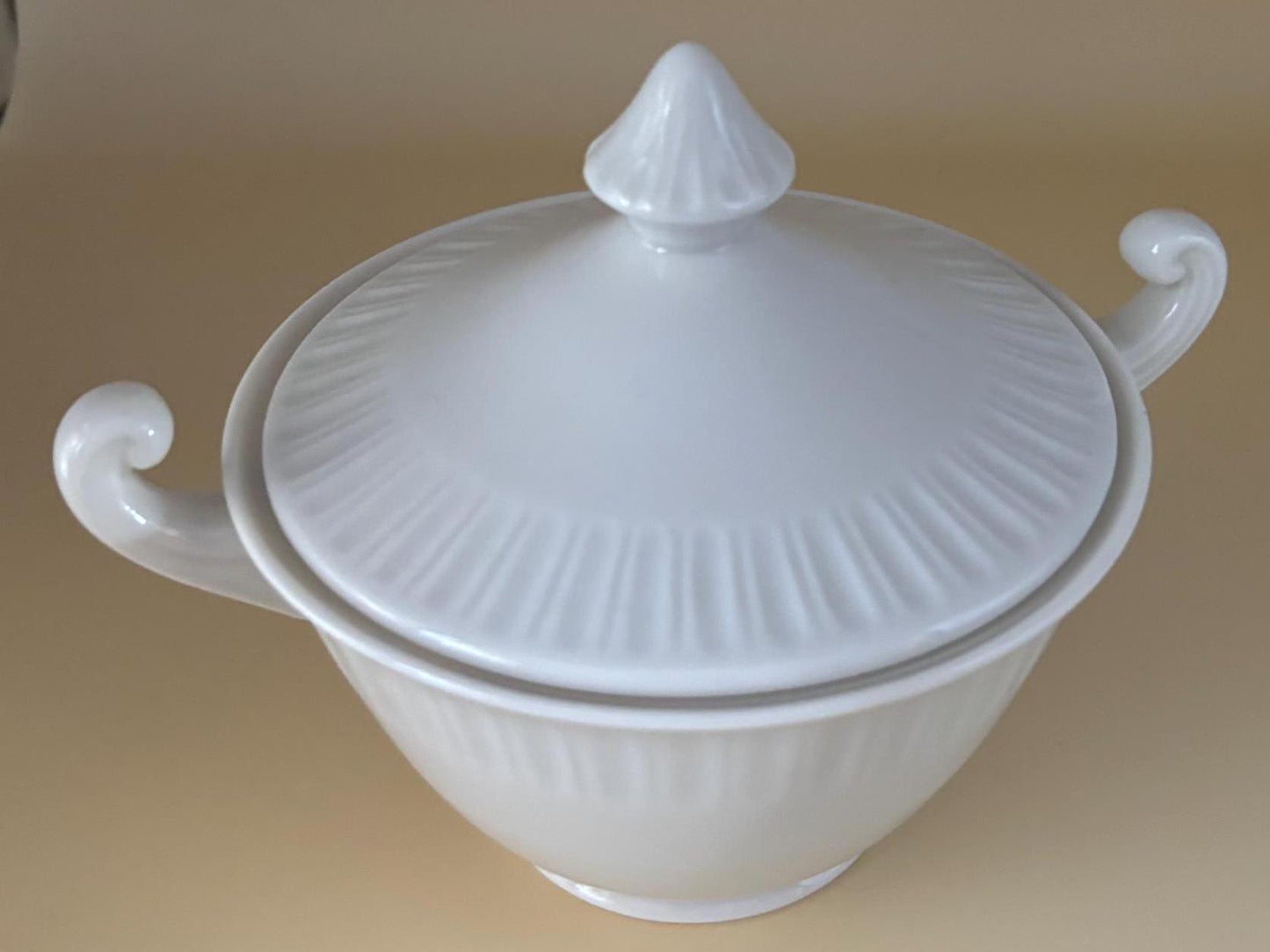 Shelledge White Sugar and Creamer Set, Narrow Flutes Edging Syracuse China Lover Antiques and Vintage