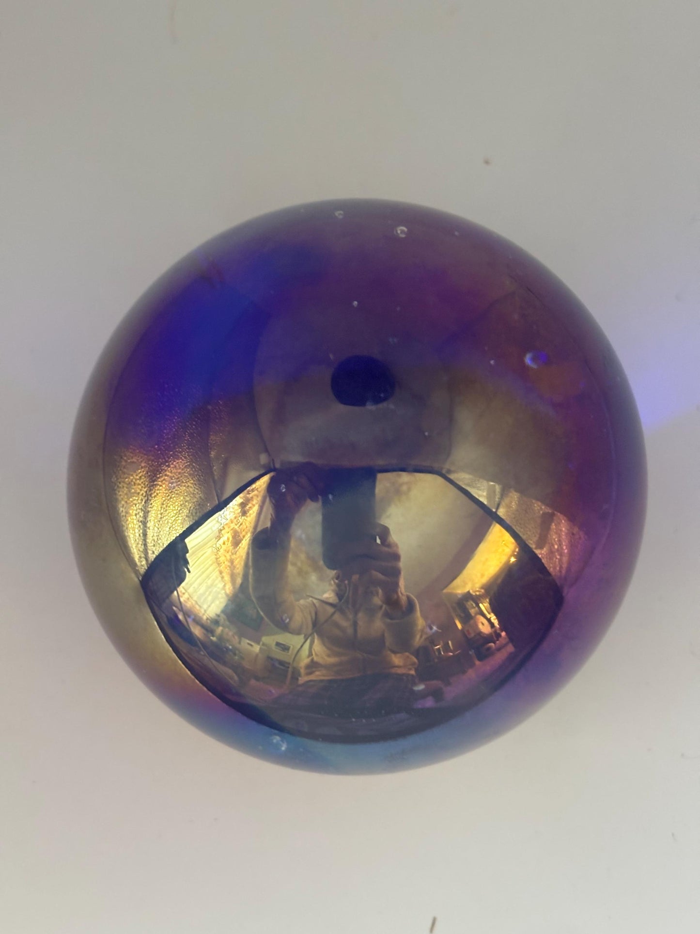 Vintage Gary Levi Metallic Blue Purple Glass Paperweight Mid Century Art Object