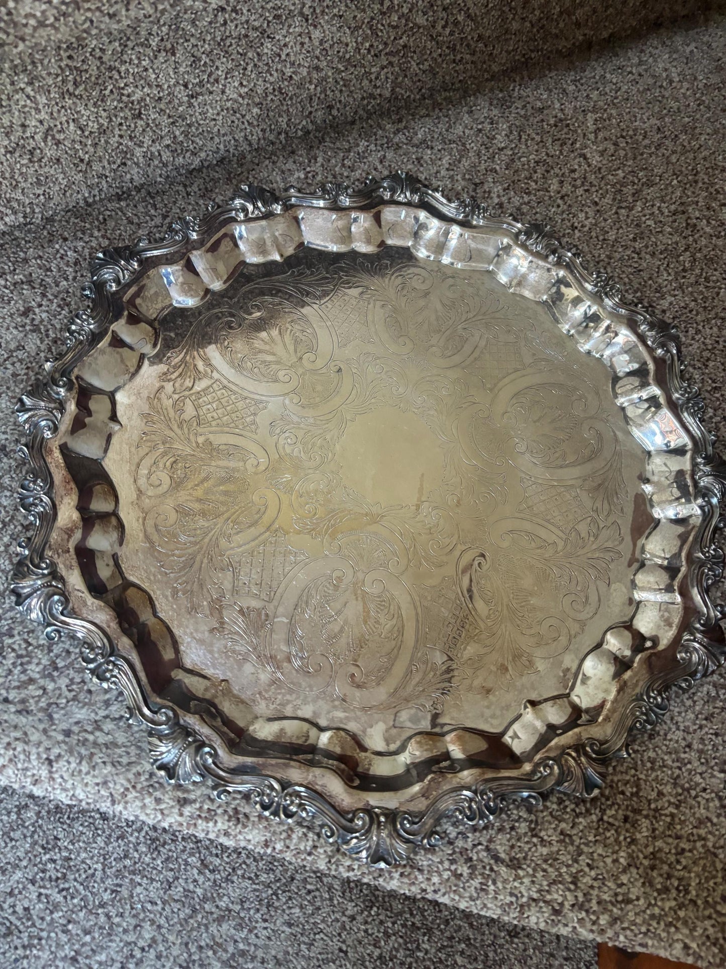 Antique Sheridan Silver Plate on Copper Large Platter Numbered 3 Lover Antiques and Vintage