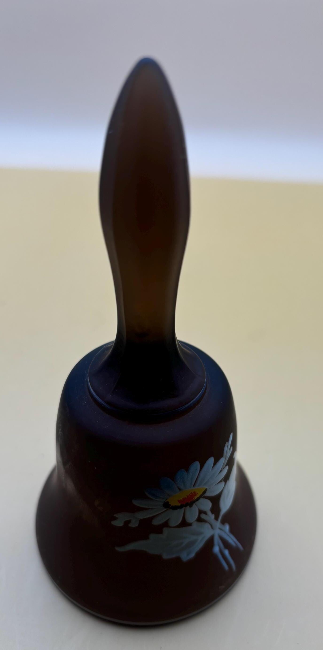 Vintage Westmoreland Black Satin Glass Bell with Hand Painted Floral Design Lover Antiques and Vintage