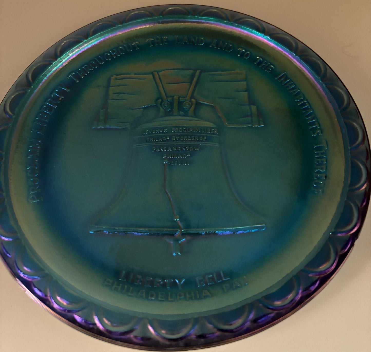 Vintage Fenton Carnival Glass Plate American Bicentennial Iridescent Collectible Platter Lover Antiques and Vintage