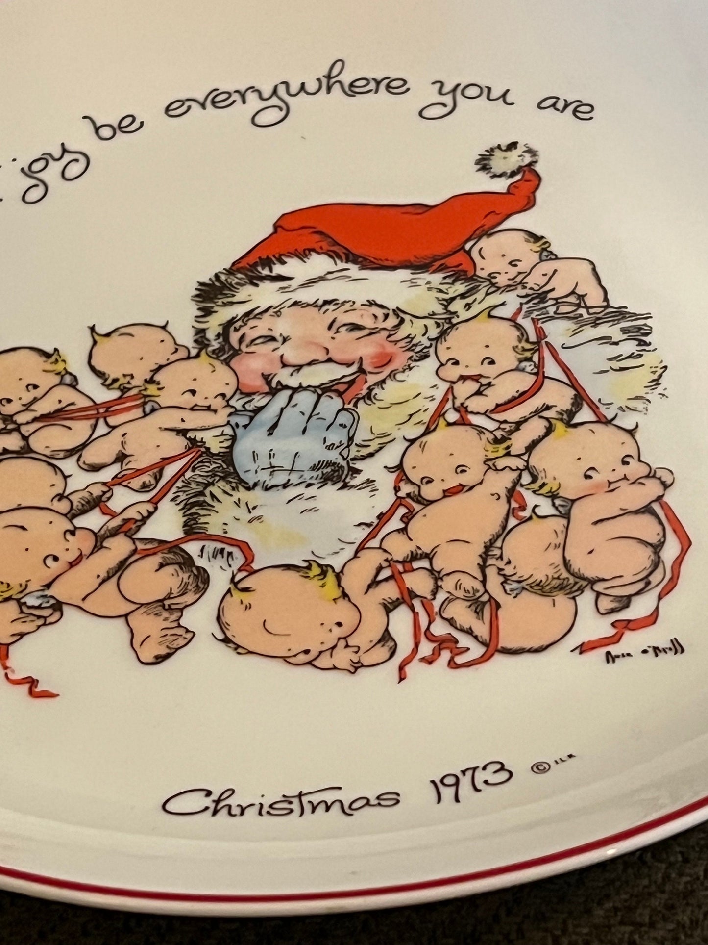 Vintage 1973 Kewpie Doll Christmas Plate: Santa 'Let Joy Be Everywhere'