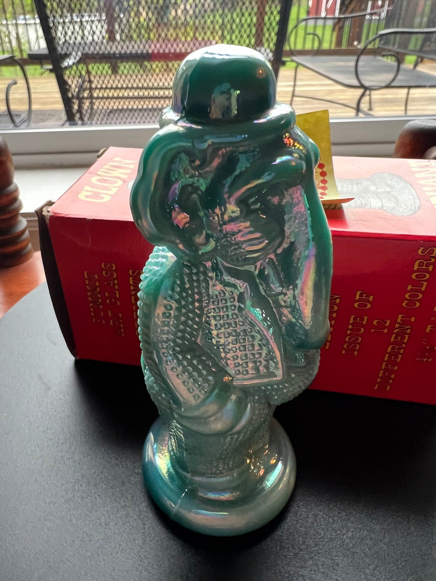Vintage Green Elephant Clown Timmy Summit Art Trunk Up Sculpture Art Glass Figurine elephants artwork signed Russ Vogelsong Lover Antiques