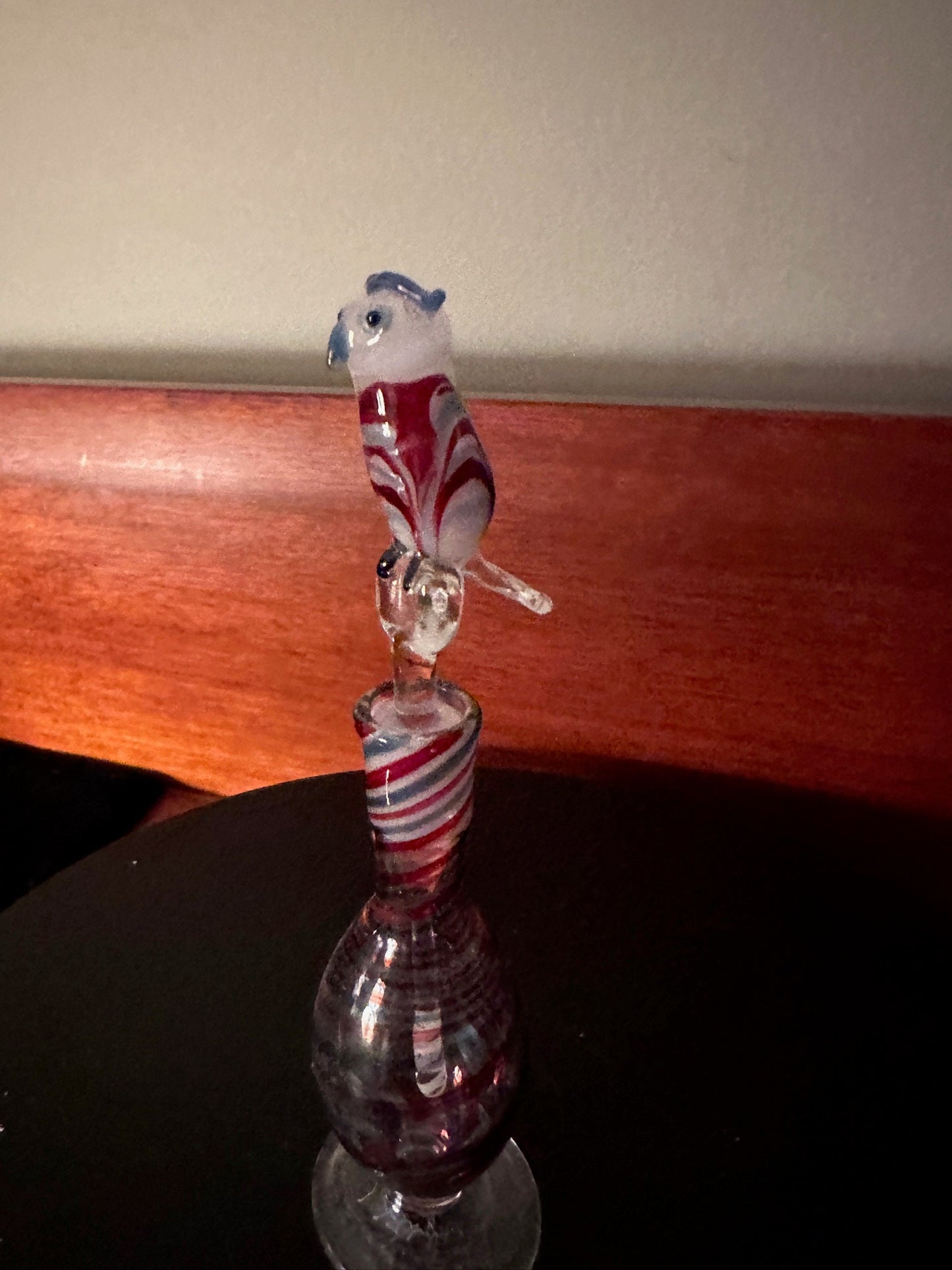 Vintage Hand Blown Owl Perfume Bottle with Stopper