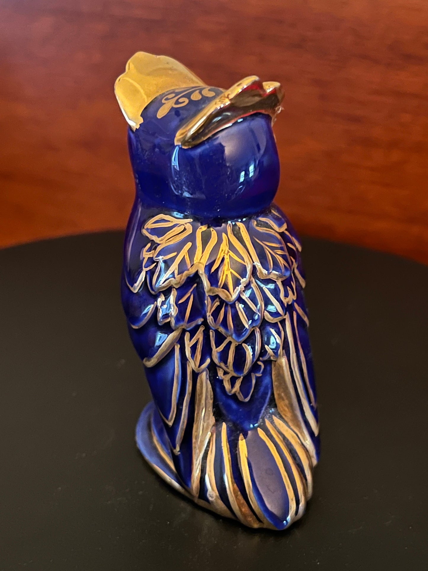 Vintage Cobalt Blue Owl Figurine: House of Faberge, Franklin Mint