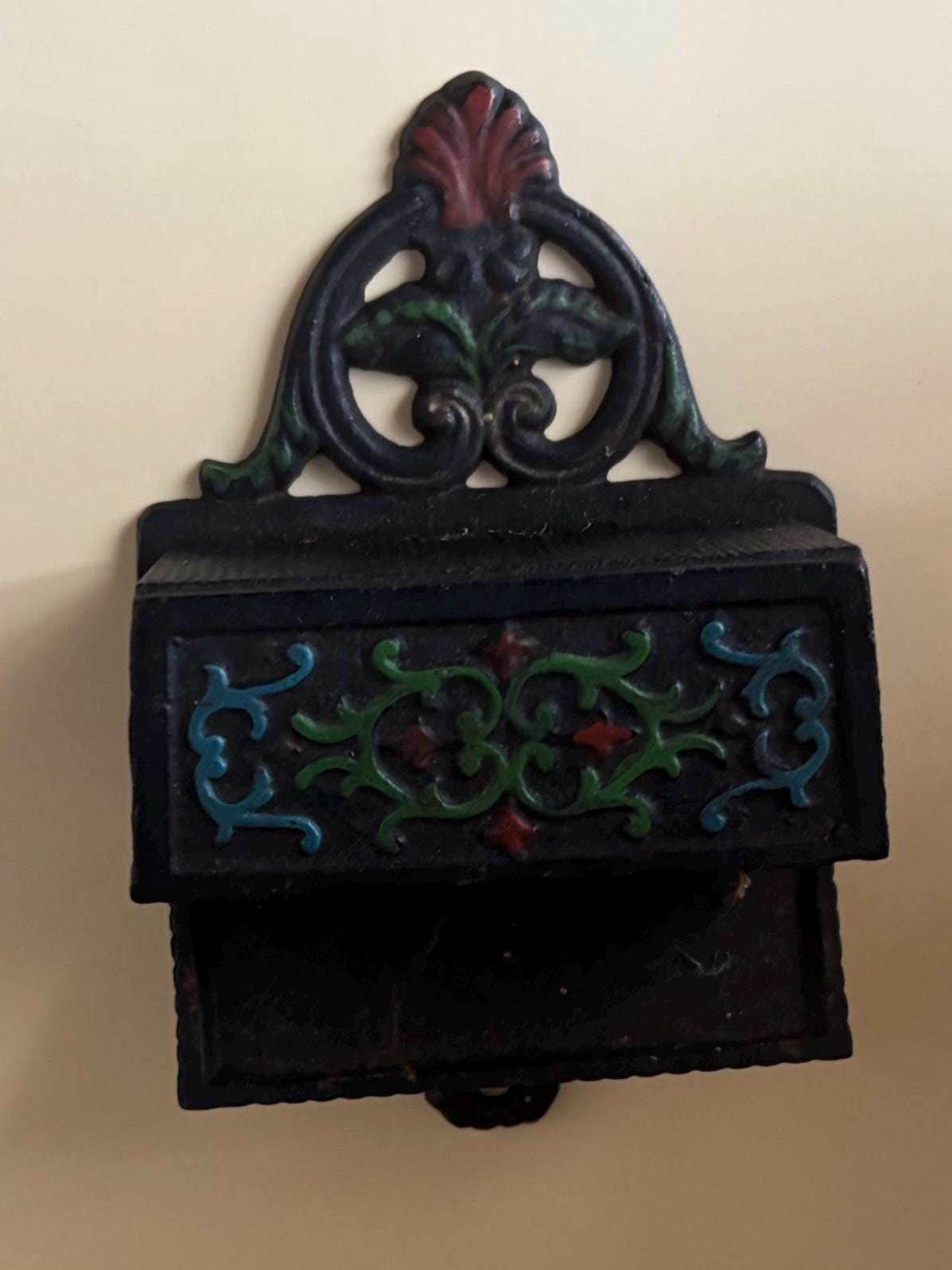 Vintage Wilton Cast Iron Match Wall Mount Holder Lover Antiques and Vintage