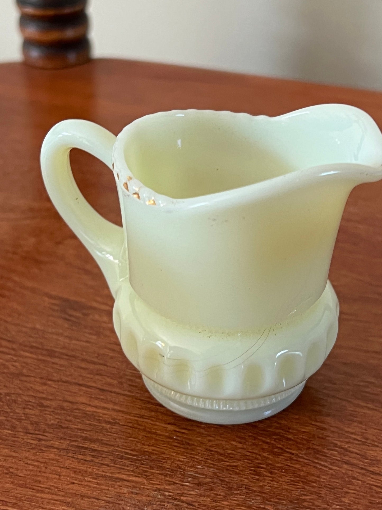 Vintage Heisey Uranium Glass Mini Pitcher: Richmond, Maine Souvenir
