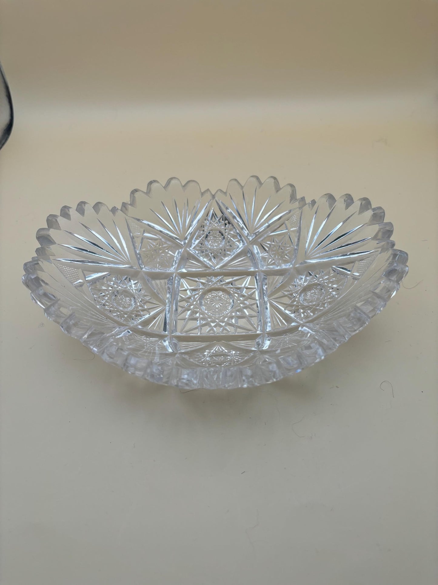 Antique American Brilliant Sawtooth Glass Candy Dish Crystal Glass Trinket Glass Nut Container Lover Antiques and Vintage