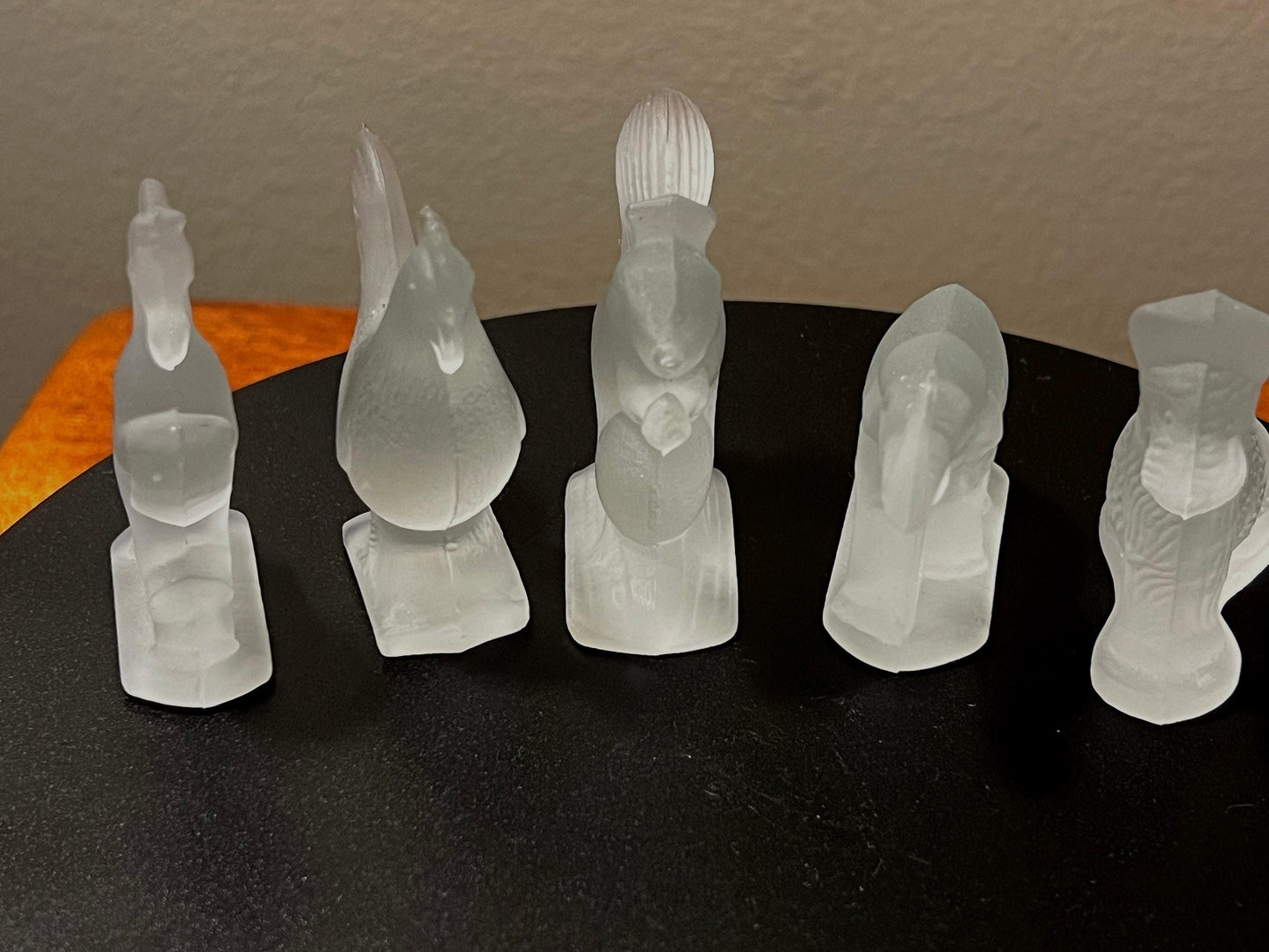 Vintage LE Smith Frosted Glass Animals Collection of 5 Scotty Dog Horse Elephant Rooster Squirrel Glass Art Lover Antiques and Vintage