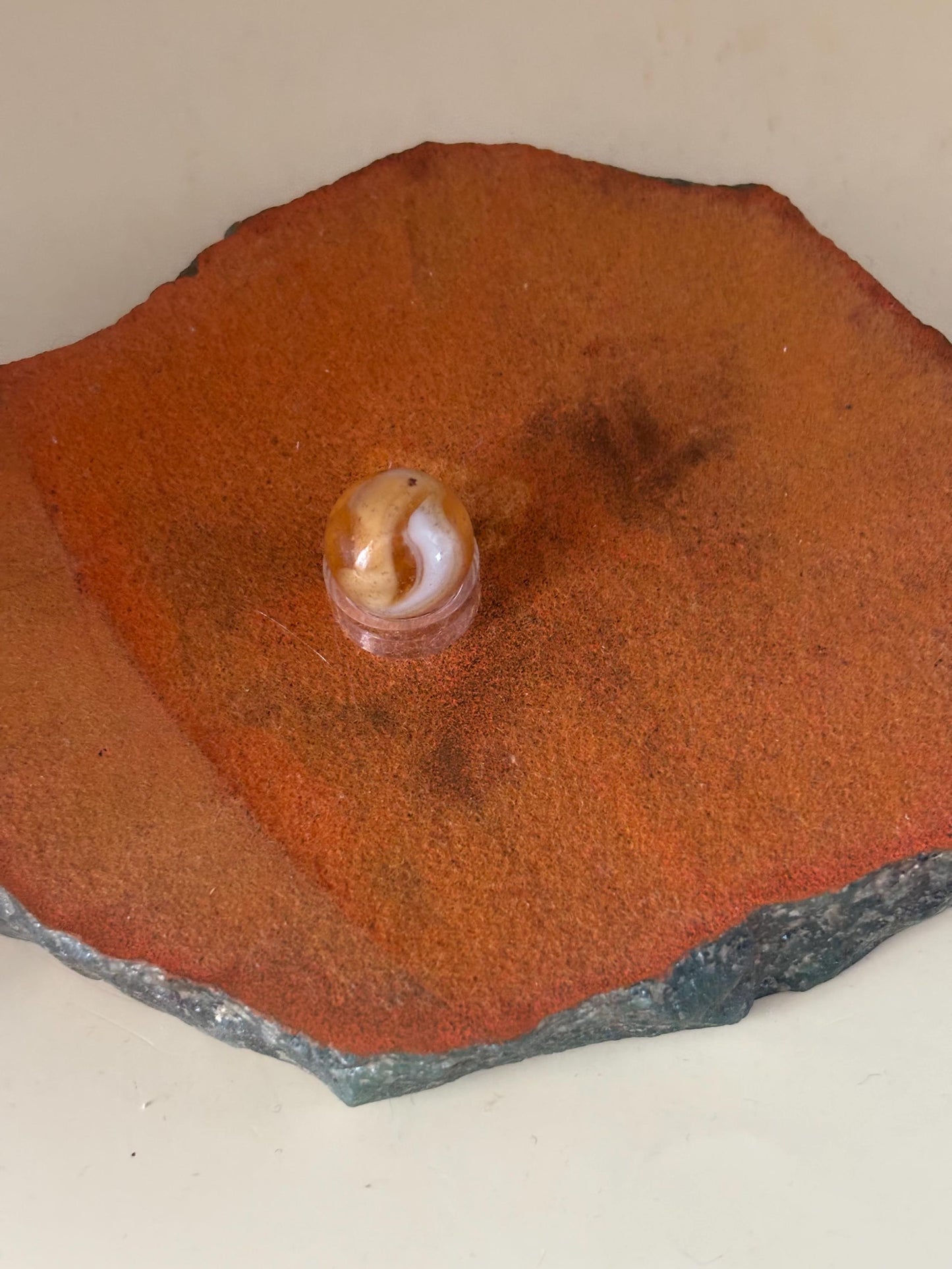 Vintage Caramel and White West Virginia Swirl Glass Marble Lover Antiques and Vintage
