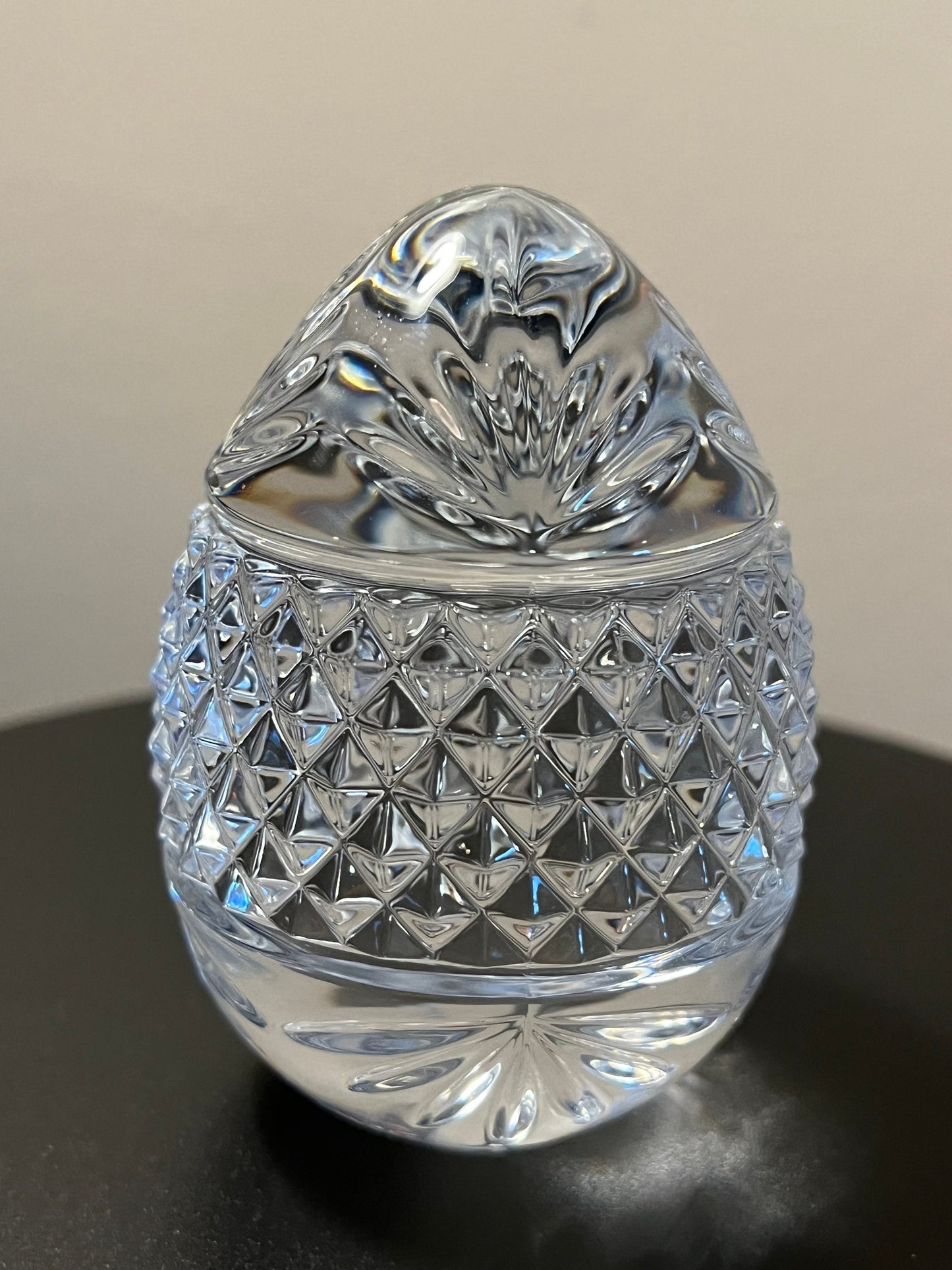 Vintage Crystal Egg Paperweight: French Cut Glass Art