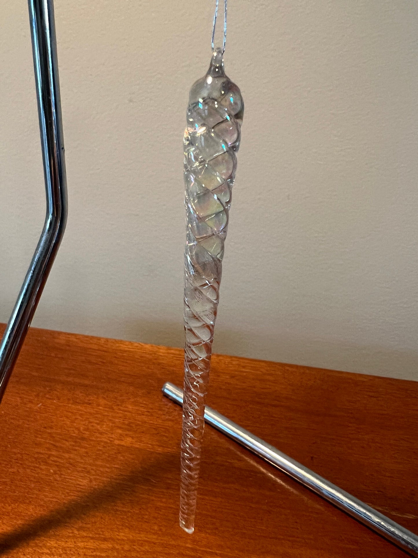 Vintage Crystal Glass Art Icicles Set of 5 Icicle Christmas Ornament Iridescent Crystal Glass Art Glass Icicles Lover Antiques and Vintage