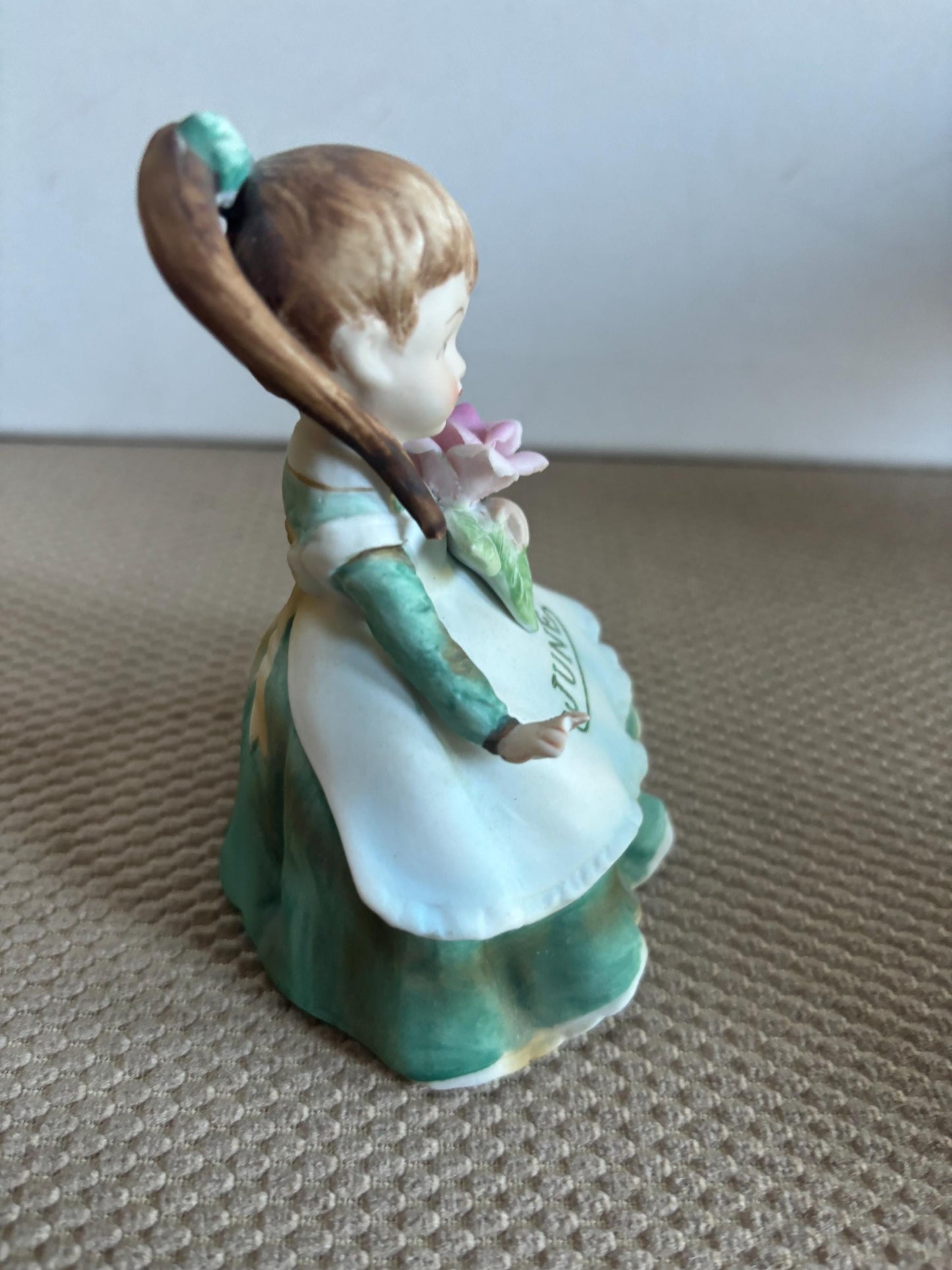 Vintage Lefton June Birthday Girl Porcelain Figurine Carrying A Pink Rose Hand Painted Figure Japanese KW4200 Lover Antiques