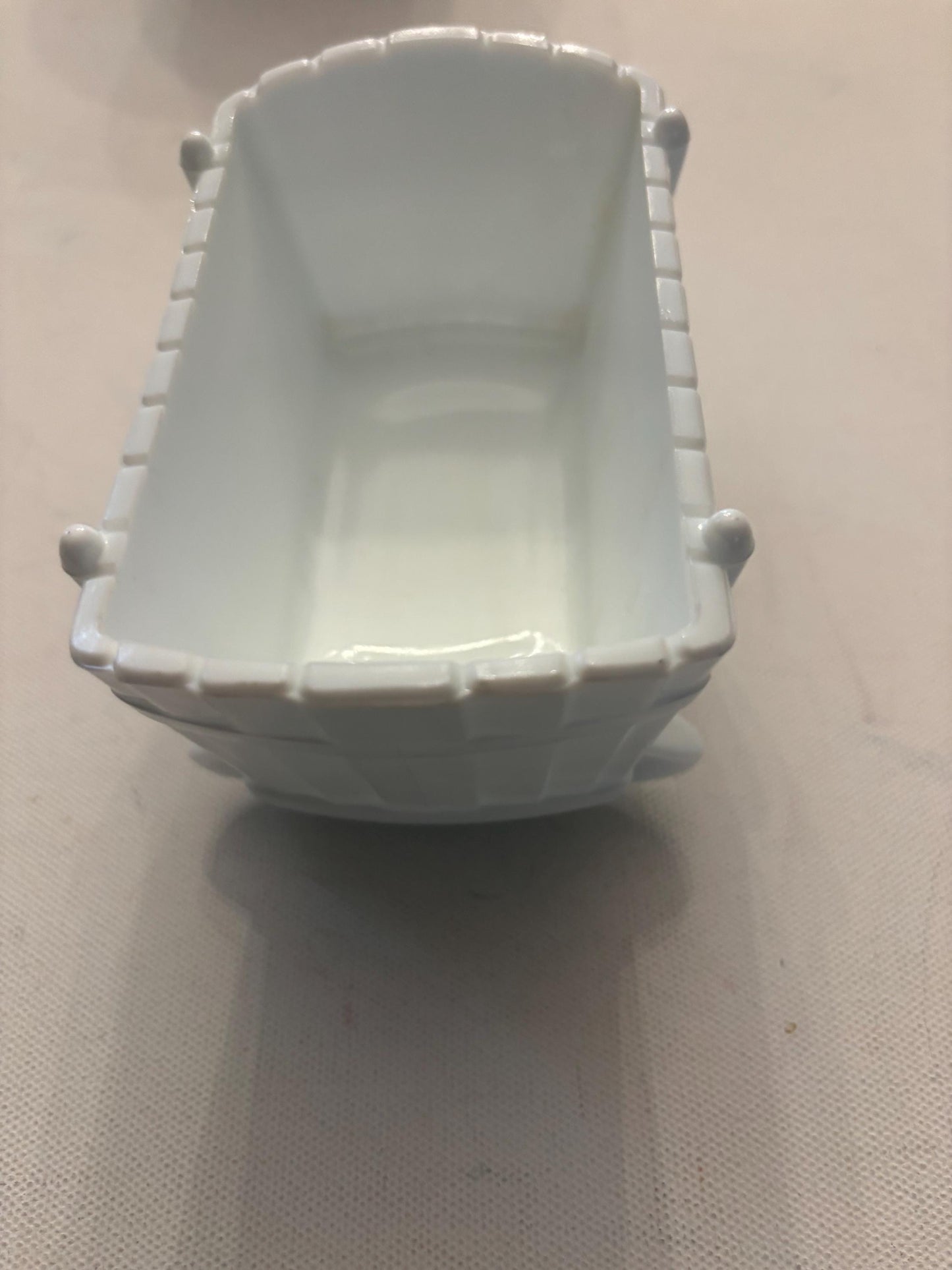 Vintage Indiana White Milk Glass Rocking Baby Crib Bassinet Glass Cradle Lover Antiques and Vintage