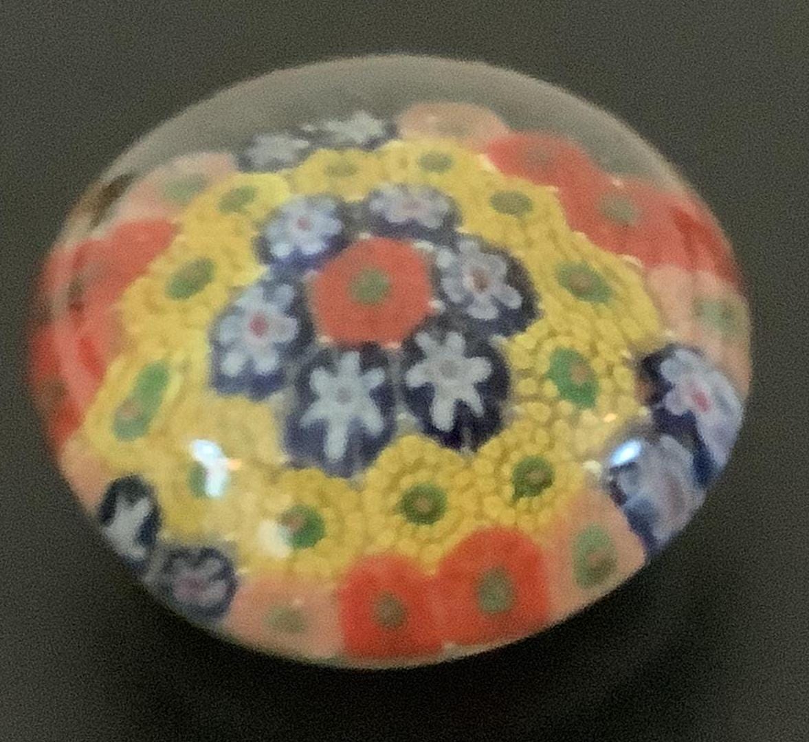 Vintage Millefiori Glass Paperweight: Floral Starburst Art