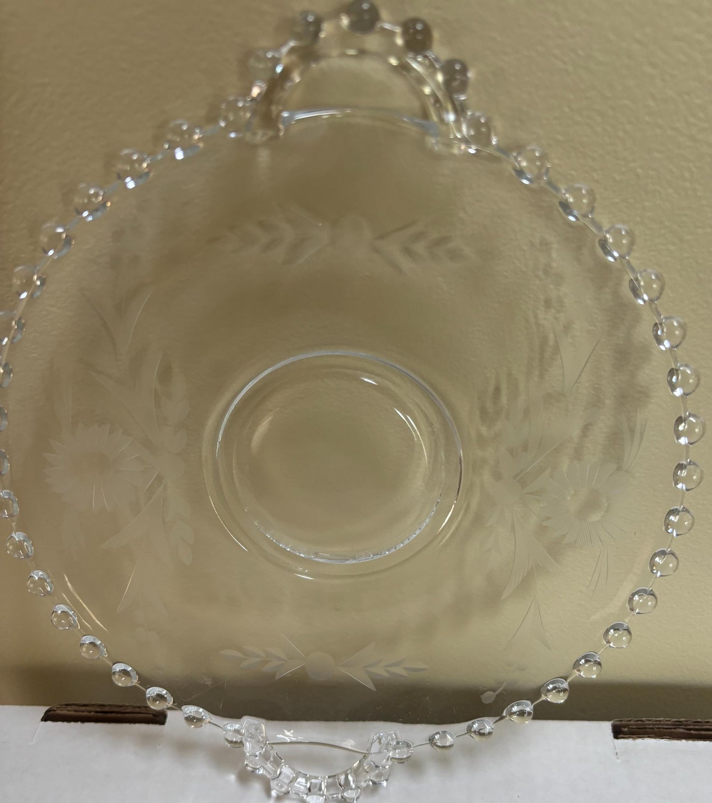 Antique Imperial Beaded Glass Candlewick Etched Glass Plate Platter Lover Antiques and Vintage