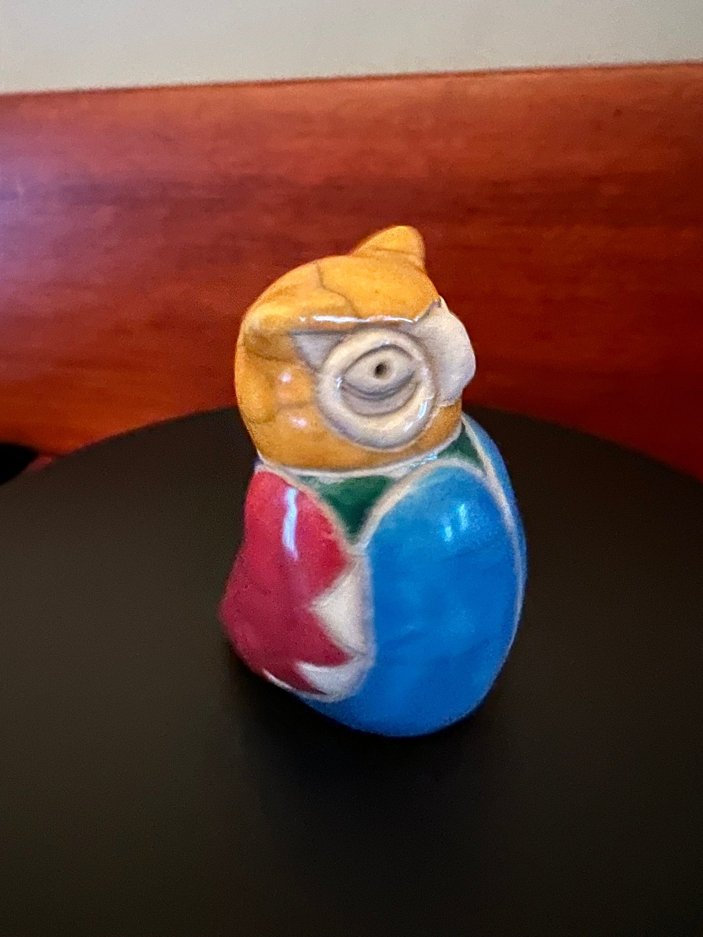 Vintage Mosaic Pottery Owl Figurine, Hand Made in South Africa