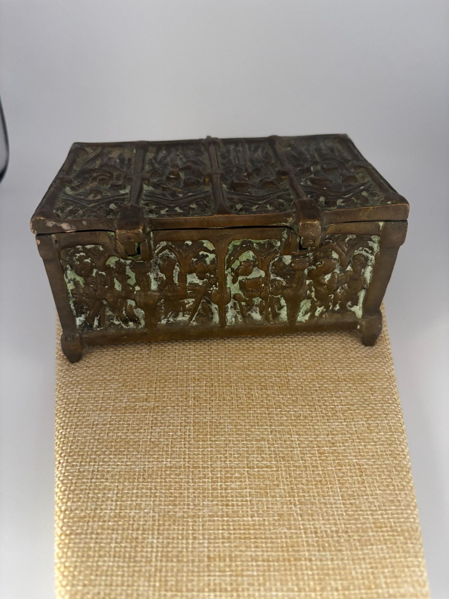 Antique Bronze Trinket Box Casket Container Original Patina Lover Antiques and Vintage