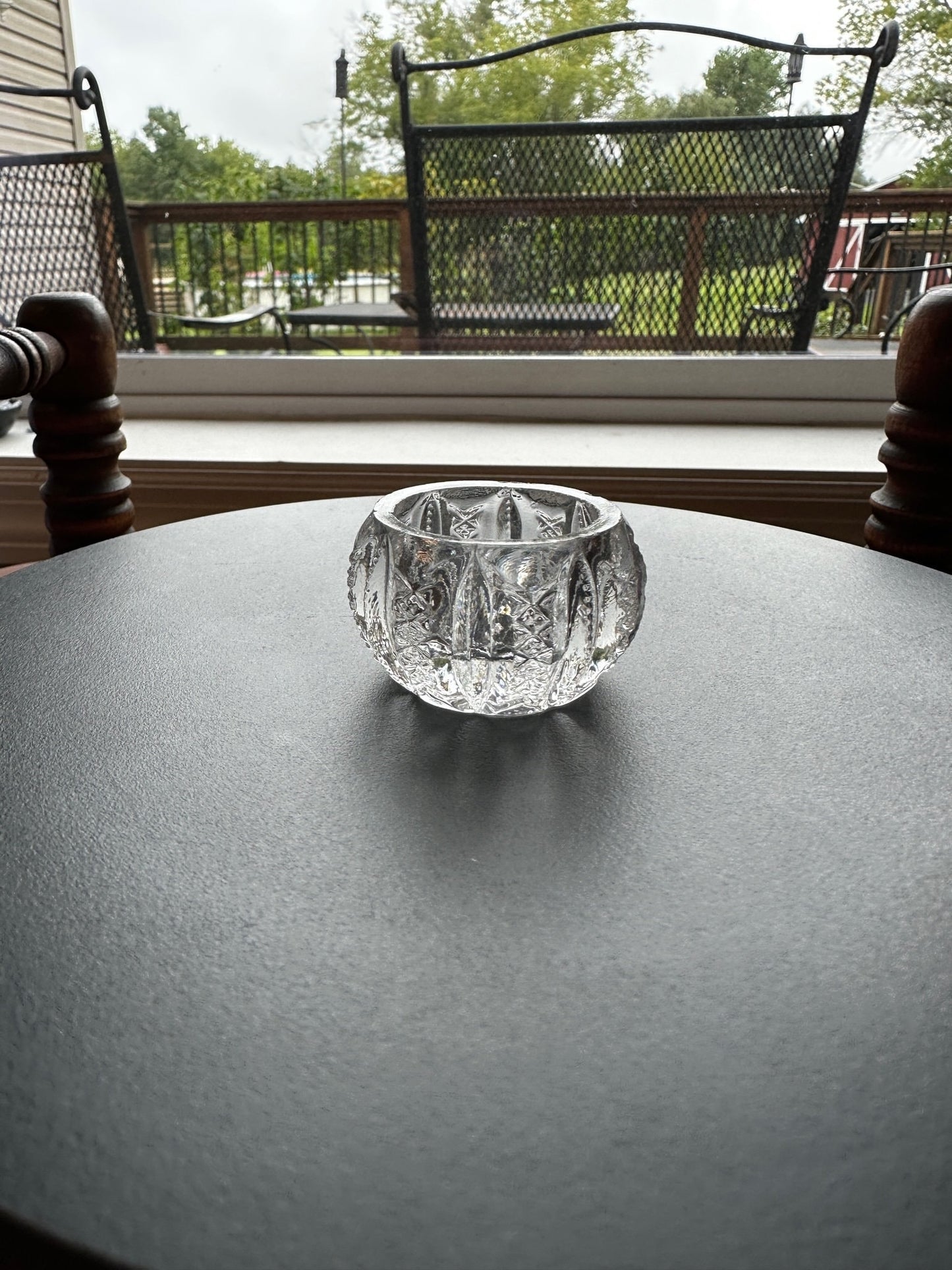 Vintage Clear Cut Crystal Sugar Dish: 1930s Glass Container