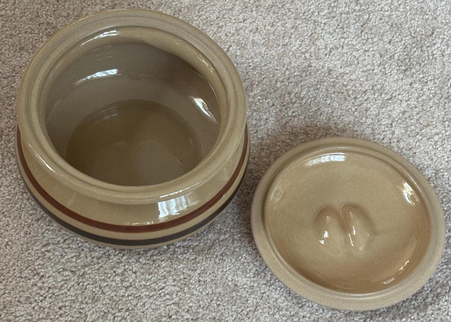 Vintage Lipton Soup Hamstone Pottery Round Crock Casserole Dish Lover Antiques and Vintage