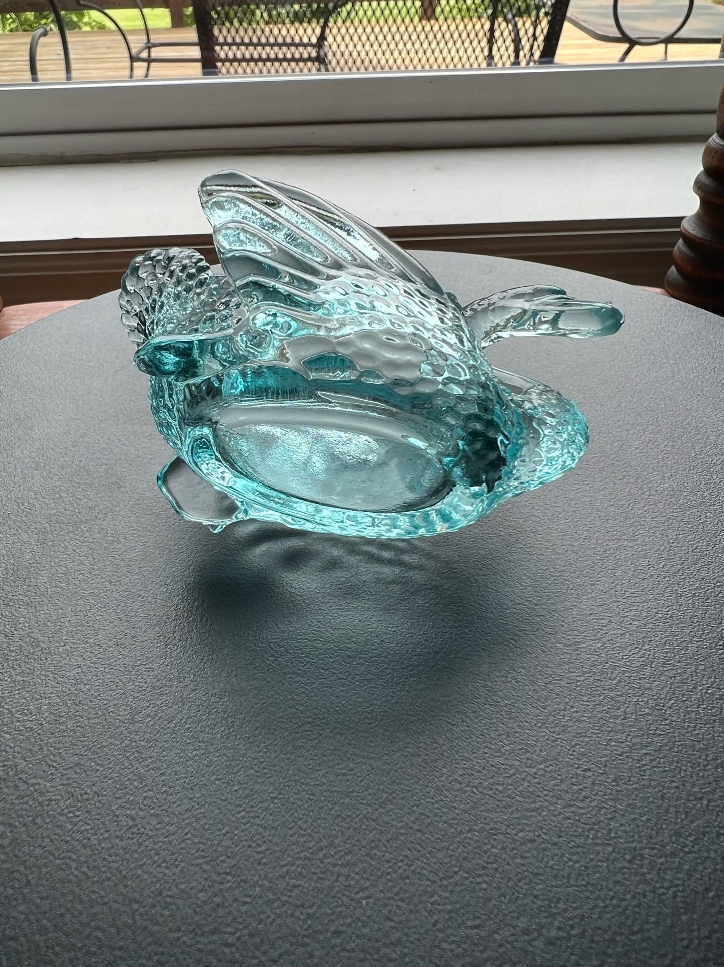 Vintage Blue Degenhart Glass Swan Salt Cellar Dish