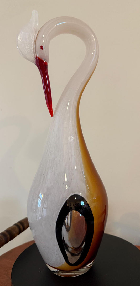 Vintage Hand Blown Glass Heron Pelican Bird Art Murano Style Glass Bird Art Lover Antiques and Vintage