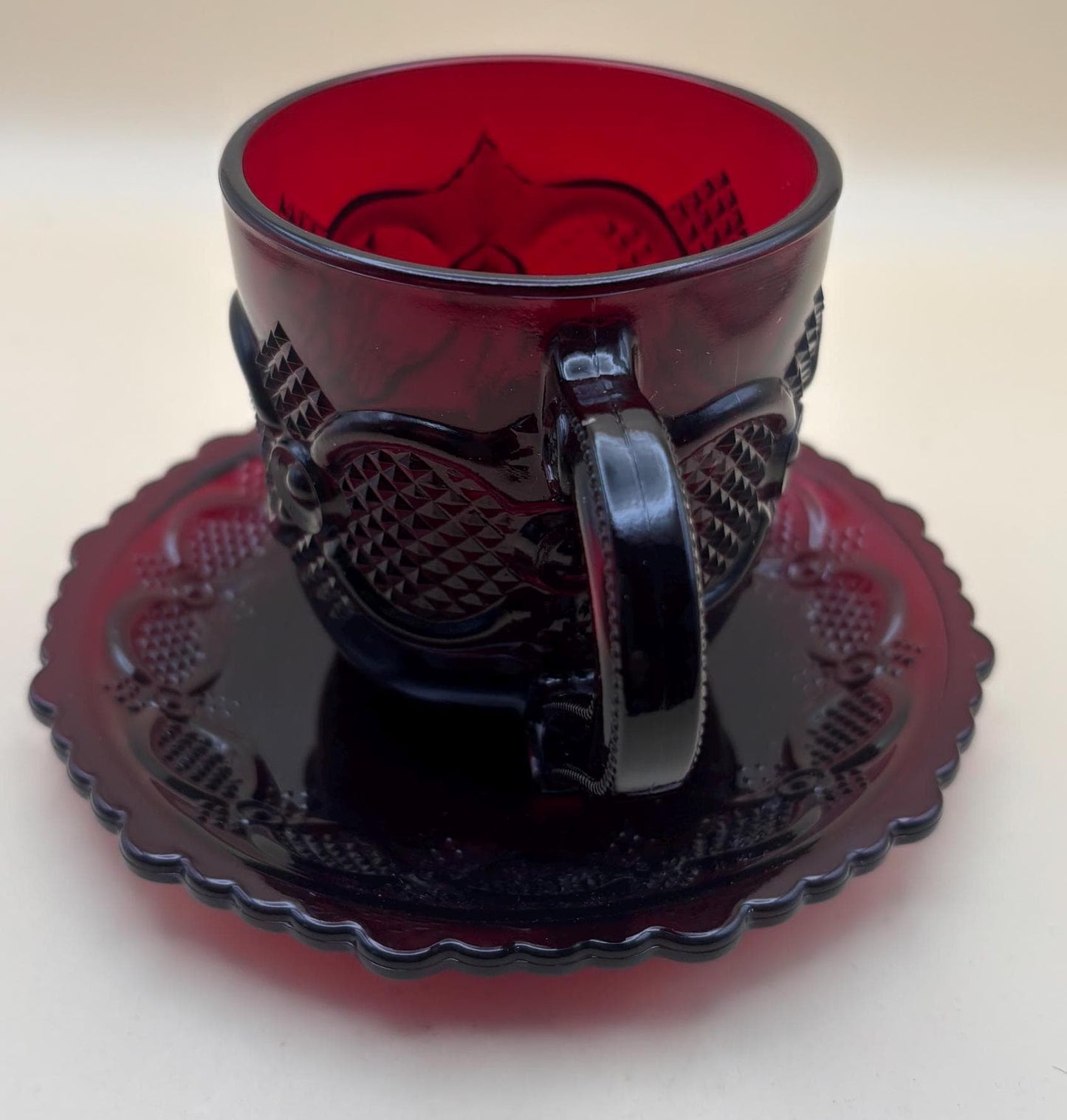 Vintage Avon Goblet Ruby Red Glass Wine Cup Red Glass Lover Antiques and Vintage