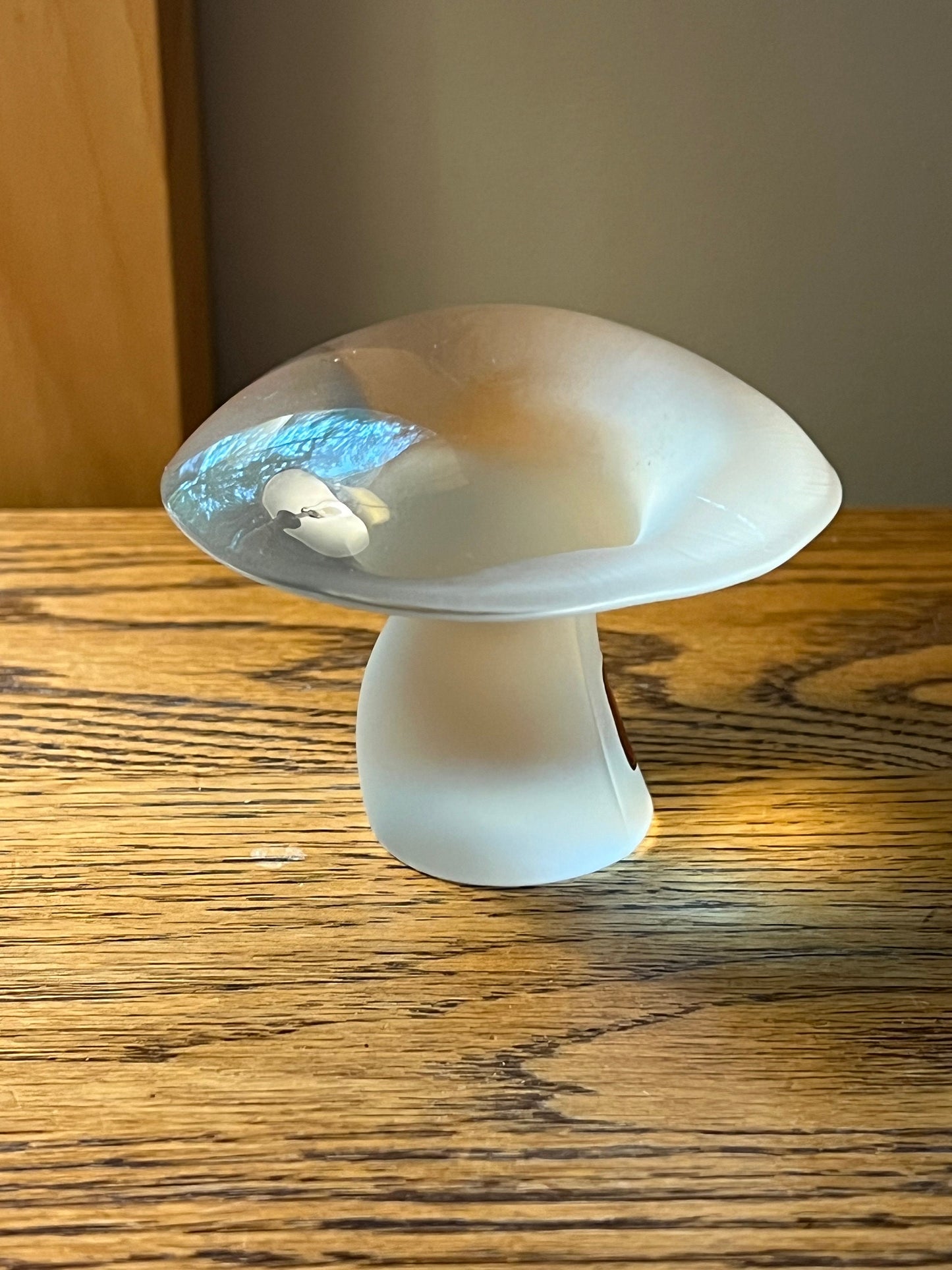 Vintage Viking Mushroom Glass Art Frosted Mushroom Figurine Lover Antiques and Vintage