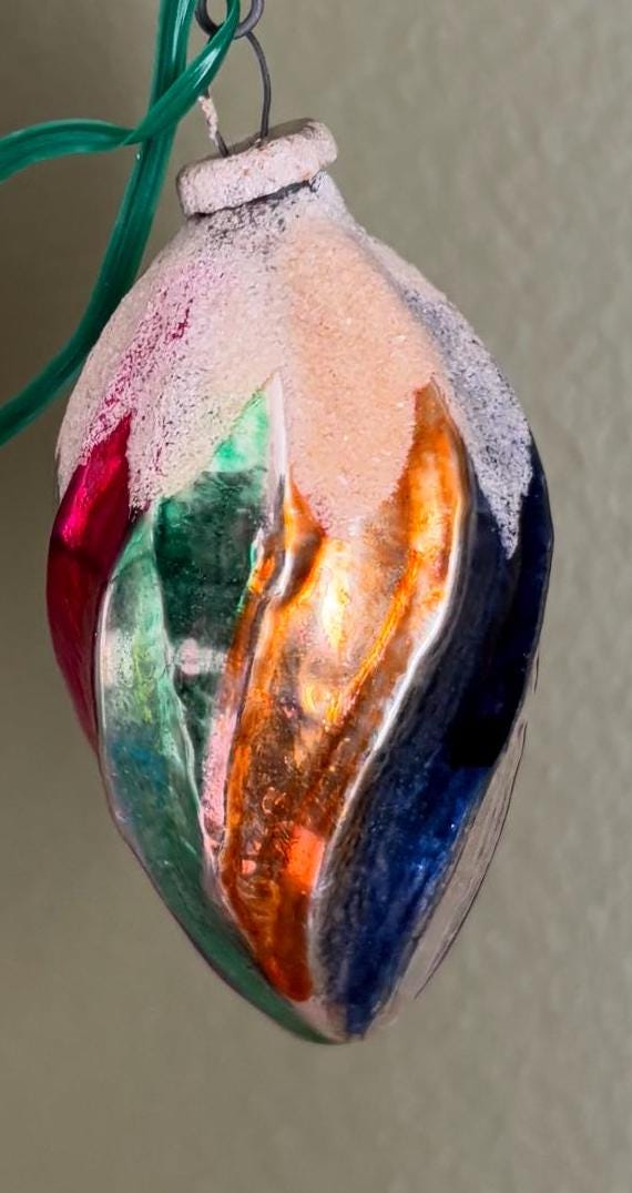 Vintage Tear Drop Germany Hand Blown Ornament Circle Circa 1940’s Lover Antiques and Vintage