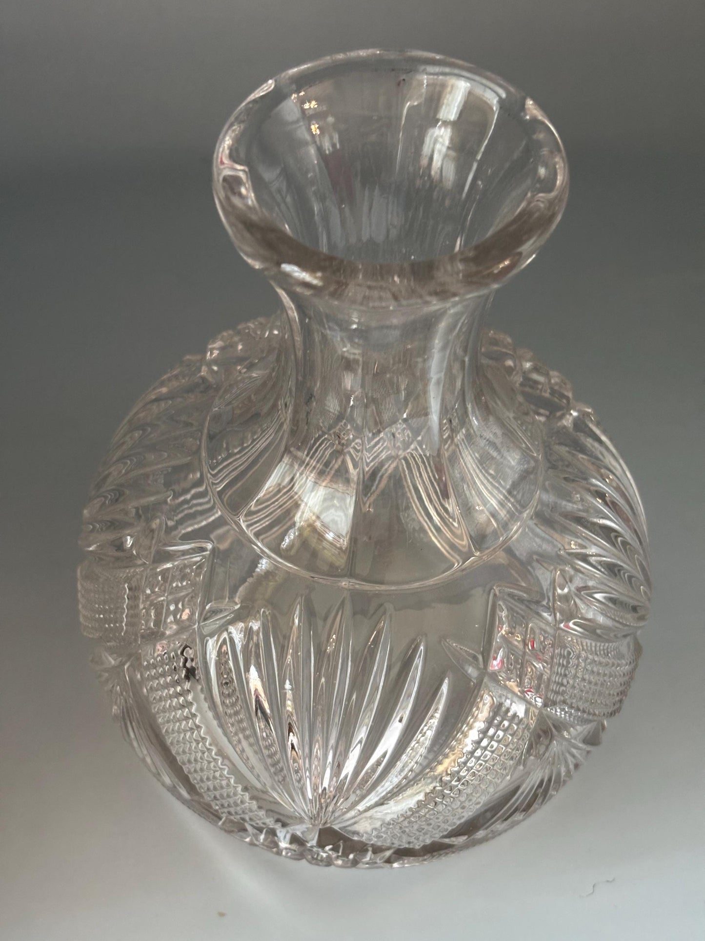 Antique Crystal Water Carafe: Duncan and Sons #28 Diamond Sunburst Design