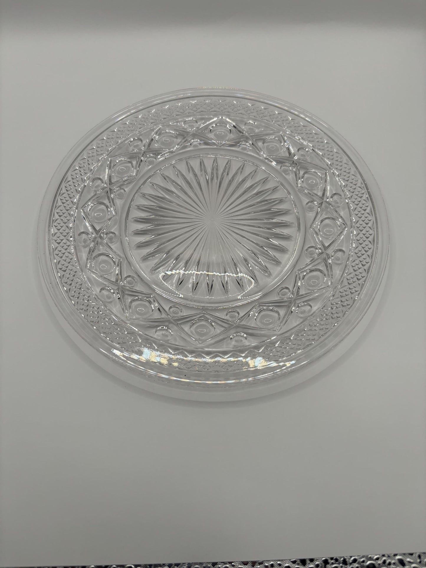 Vintage Starburst Glass Plate Crystal Clear Fancy Plates Lover Antiques and Vintage