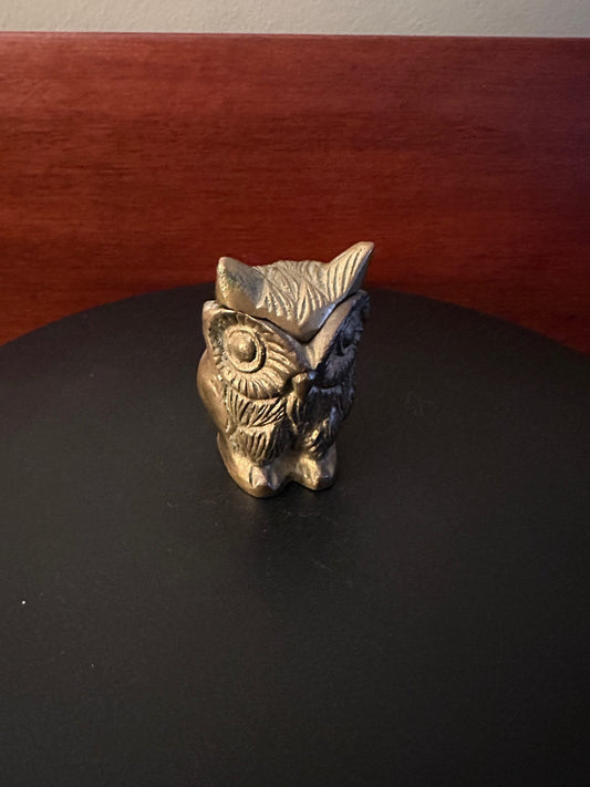 Vintage Brass Owl Trinket Box: Circa 1920s