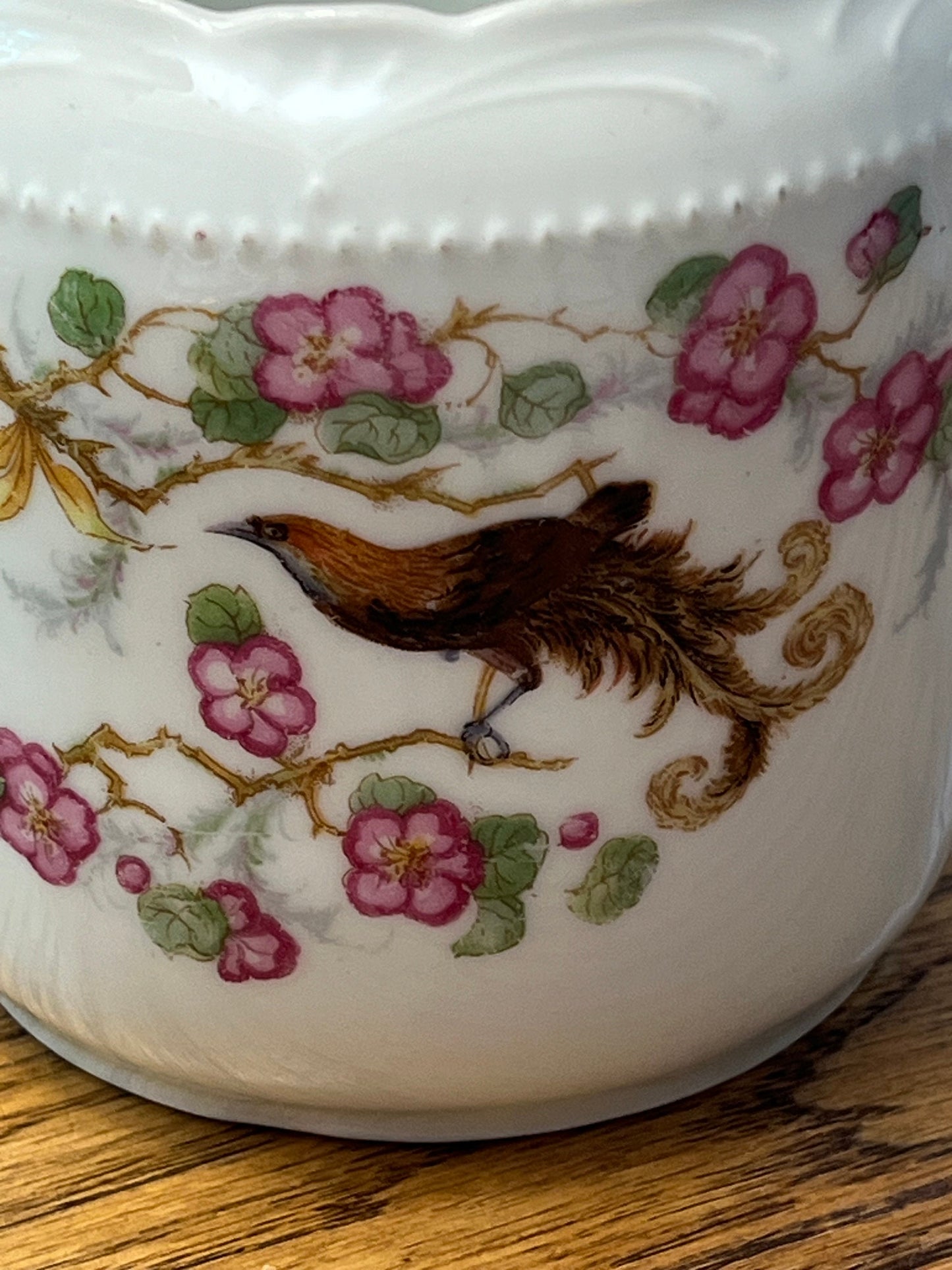 Vintage White Porcelain Peacock and Berries Pitcher Made in Germany Lover Antiques and Vintage